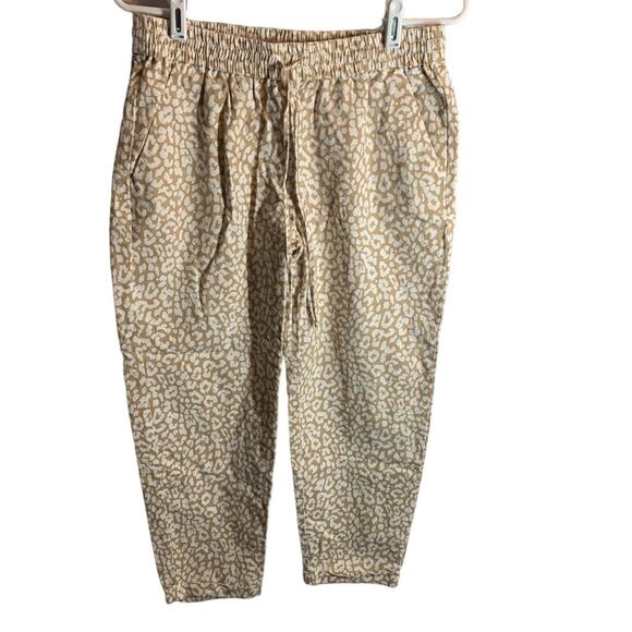 J.Crew Factory Linen Blend Cheeta Print Pull On Pants. Size 6 - Picture 1 of 10